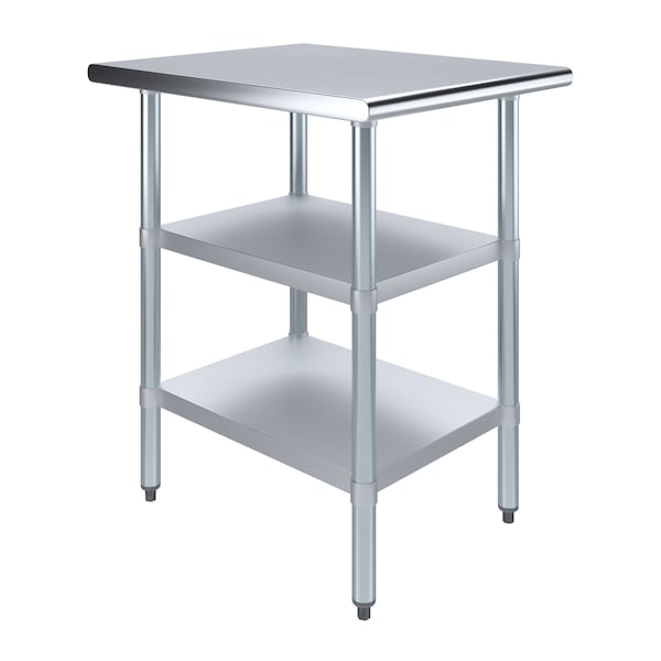 Amgood 30 in. x 24 in. Stainless Steel Table With Two Undershelves AMG WT-3024-2SH - main